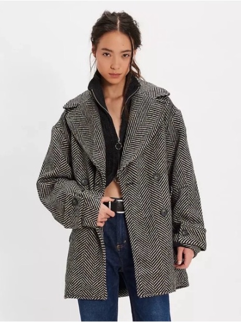 FREE PEOPLE Ari Herringbone Peacoat size medium